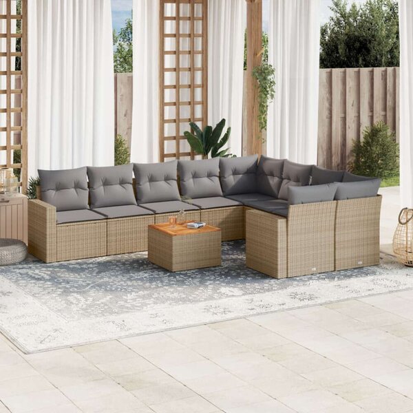 VidaXL Polyrattan Kerti Ülőgarnitúra - 10 részes - Bézs