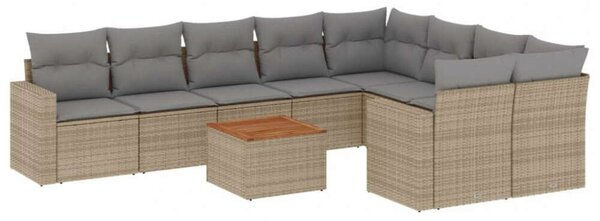 VidaXL Polyrattan Kerti Ülőgarnitúra - 10 részes - Bézs