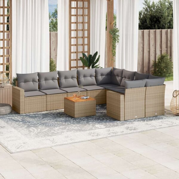 VidaXL Polyrattan Kerti Ülőgarnitúra - 10 részes - Bézs