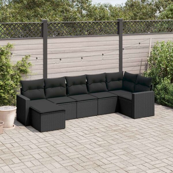 VidaXL Polyrattan Kerti Ülőgarnitúra - 7 részes - Fekete