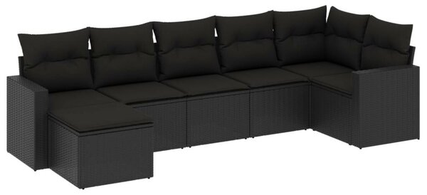 VidaXL Polyrattan Kerti Ülőgarnitúra - 7 részes - Fekete
