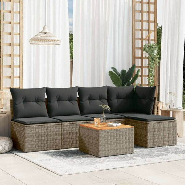 VidaXL Polyrattan Kerti Ülőgarnitúra - 6 részes - Szürke