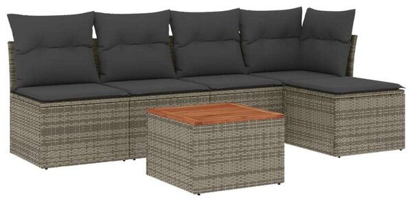 VidaXL Polyrattan Kerti Ülőgarnitúra - 6 részes - Szürke