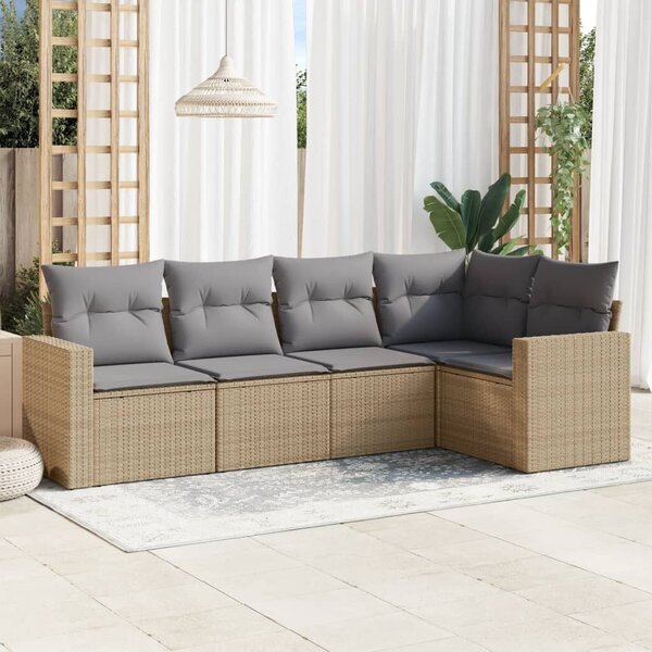 VidaXL Polyrattan Kerti Ülőgarnitúra - 5 részes - Bézs