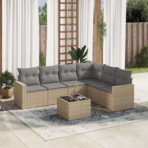 VidaXL Polyrattan Kerti Ülőgarnitúra - 7 részes - Bézs