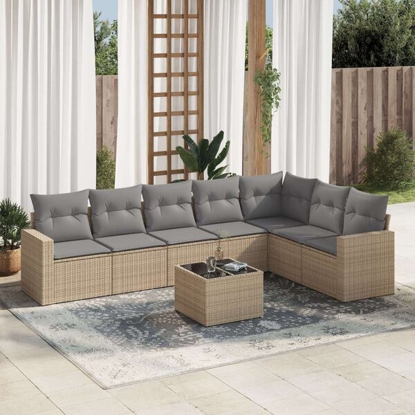 VidaXL Polyrattan Kerti Ülőgarnitúra - 8 részes - Bézs