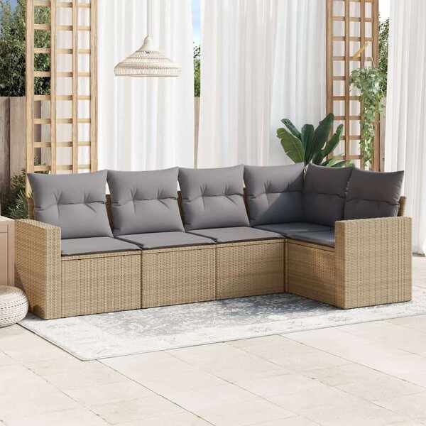 VidaXL Polyrattan Kerti Ülőgarnitúra - 5 részes - Bézs