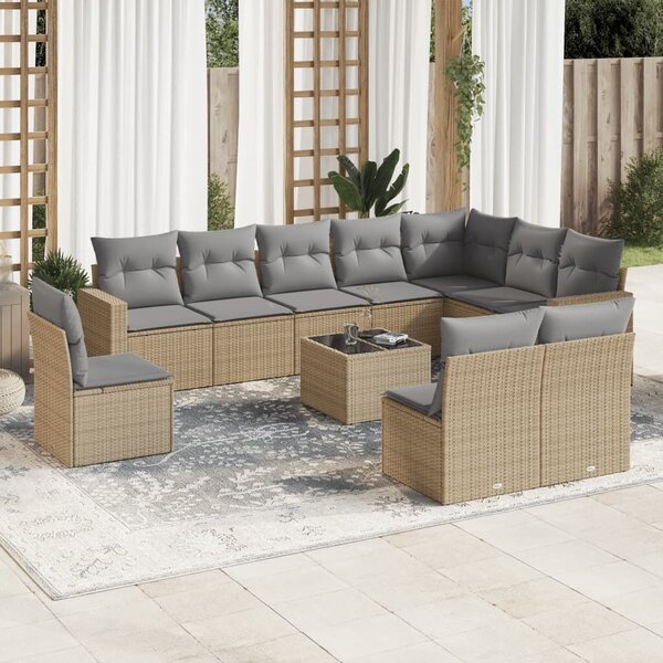 VidaXL Polyrattan Kerti Ülőgarnitúra - 11 részes - Bézs