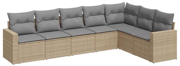 VidaXL Polyrattan Kerti Ülőgarnitúra - 7 részes - Bézs