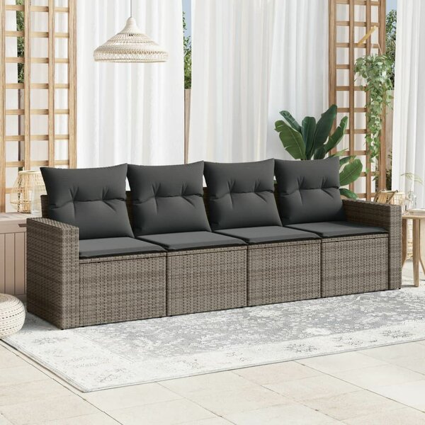 VidaXL Polyrattan Kerti Ülőgarnitúra - 4 részes - Szürke
