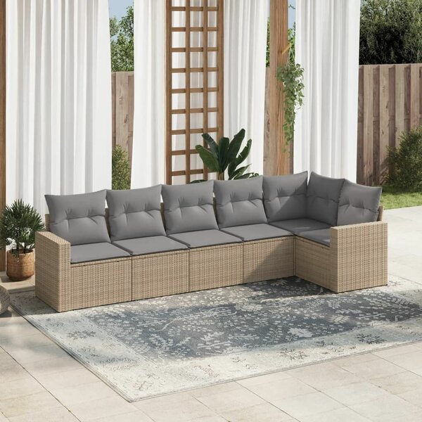 VidaXL Polyrattan Kerti Ülőgarnitúra - 6 részes - Bézs