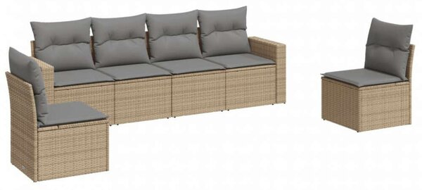 VidaXL Polyrattan Kerti Ülőgarnitúra - 6 részes, Bézs