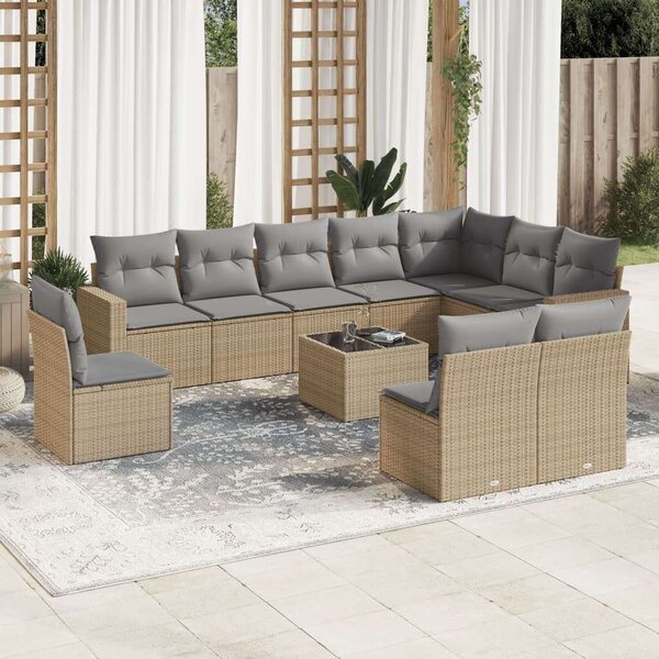 VidaXL Polyrattan Kerti Ülőgarnitúra - 11 részes - Bézs