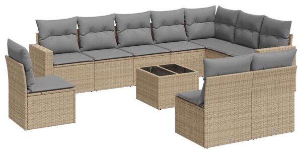 VidaXL Polyrattan Kerti Ülőgarnitúra - 11 részes - Bézs