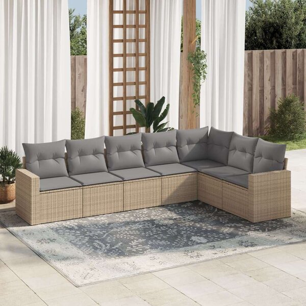 VidaXL Polyrattan Kerti Ülőgarnitúra - 7 részes - Bézs