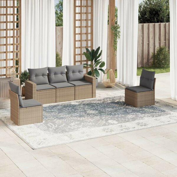 VidaXL 5 részes Polyrattan Kerti Ülőgarnitúra - Bézs