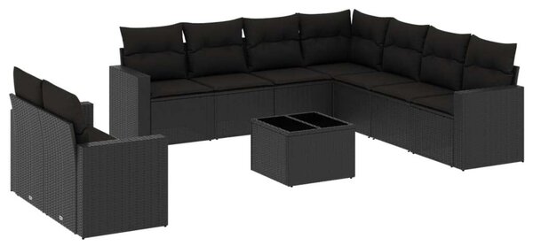 VidaXL Polyrattan Kerti Ülőgarnitúra - 10 részes - Fekete