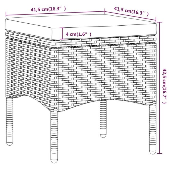 VidaXL 5 részes Kerti Étkezőgarnitúra - Fekete Polyrattan