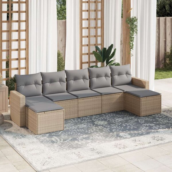 VidaXL Polyrattan Kerti Ülőgarnitúra - 7 részes - Bézs