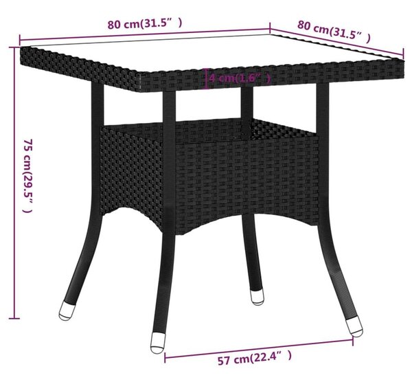 VidaXL 5 részes Kerti Étkezőgarnitúra - Fekete Polyrattan
