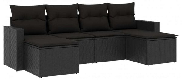 VidaXL Polyrattan Kerti Ülőgarnitúra - 6 részes - Fekete