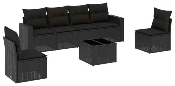 VidaXL Polyrattan Kerti Ülőgarnitúra - 7 részes - Fekete