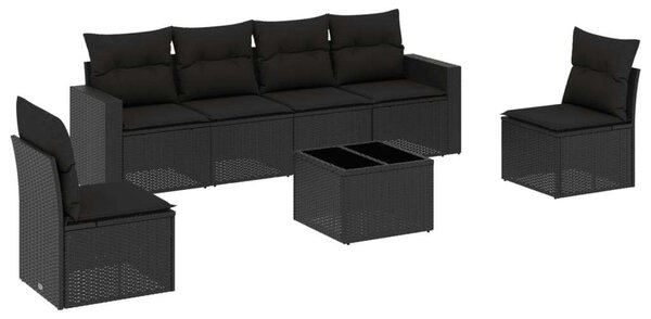 VidaXL Polyrattan Kerti Ülőgarnitúra - 7 részes - Fekete