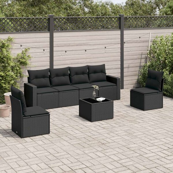 VidaXL Polyrattan Kerti Ülőgarnitúra - 7 részes - Fekete