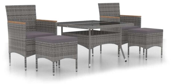 VidaXL 5 részes Kerti Étkezőgarnitúra - Szürke Polyrattan
