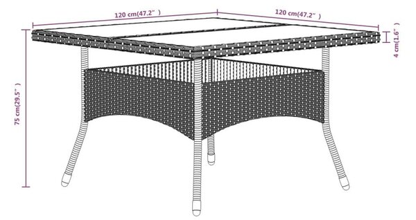 VidaXL 5 részes Kerti Étkezőgarnitúra - Szürke Polyrattan