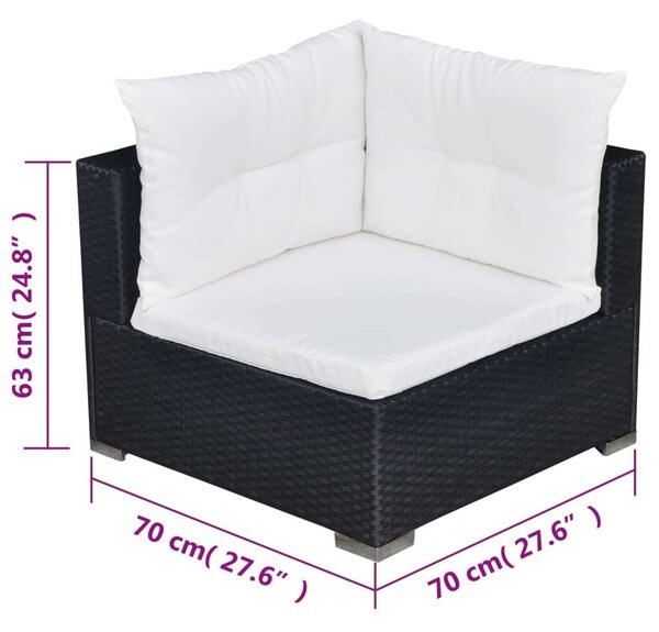 VidaXL 5 részes Kerti Ülőgarnitúra - Fekete Polyrattan