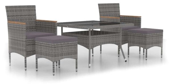 VidaXL 5 részes Kerti Étkezőgarnitúra - Szürke Polyrattan