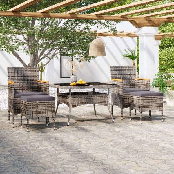VidaXL 5 részes Kerti Étkezőgarnitúra - Szürke Polyrattan