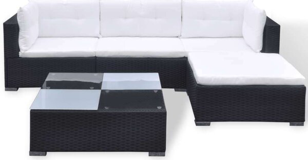 VidaXL 5 részes Kerti Ülőgarnitúra - Fekete Polyrattan