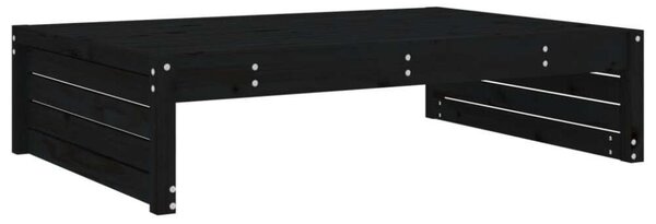 VidaXL fekete tömör fenyőfa kerti lábzsámoly párnával 120x80 cm