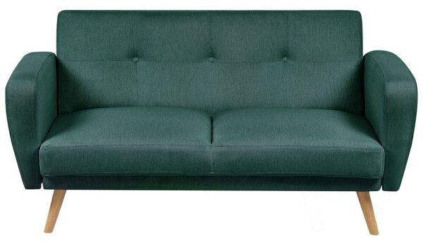 Kétszemélyes zöld kárpitozott kanapéágy FLORLI