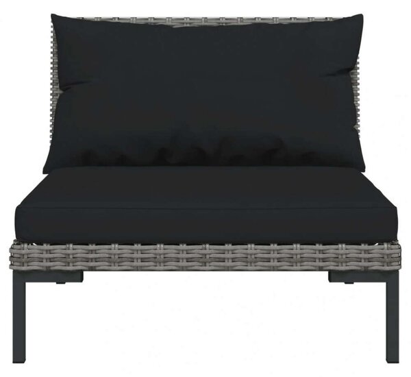 Polyrattan Kerti Ülőgarnitúra - 4 részes - Sötétszürke
