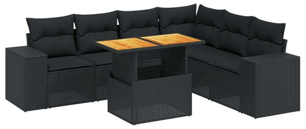 VidaXL Polyrattan Kerti Ülőgarnitúra - 7 részes - Fekete