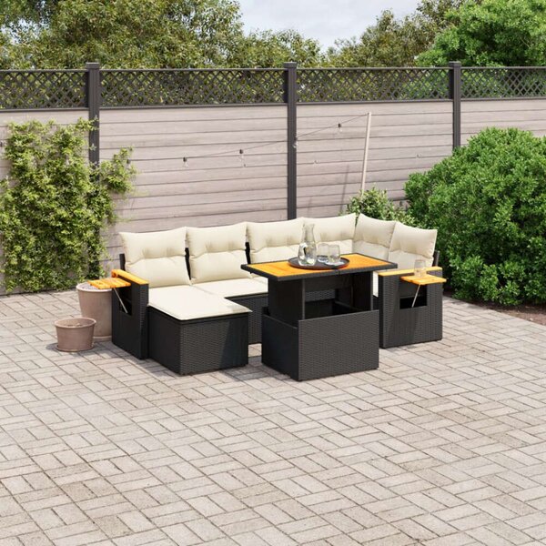 Polyrattan Kerti Ülőgarnitúra - 8 részes - Fekete