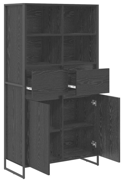 VidaXL Széf fiókkal 2 pcs Fekete tölgy 81 x 36 x 150.5 cm Faanyag