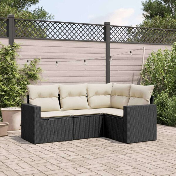 VidaXL Polyrattan Kerti Ülőgarnitúra - 4 részes - Fekete