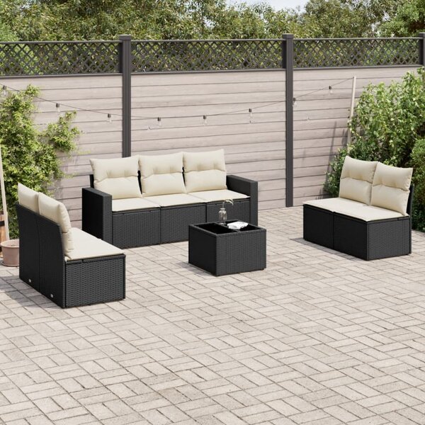 VidaXL Polyrattan Kerti Ülőgarnitúra - 8 részes - Fekete