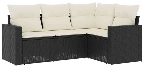 VidaXL Polyrattan Kerti Ülőgarnitúra - 4 részes - Fekete