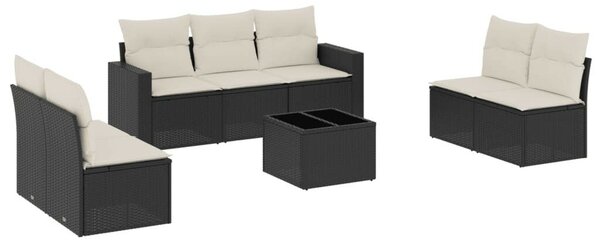 VidaXL Polyrattan Kerti Ülőgarnitúra - 8 részes - Fekete
