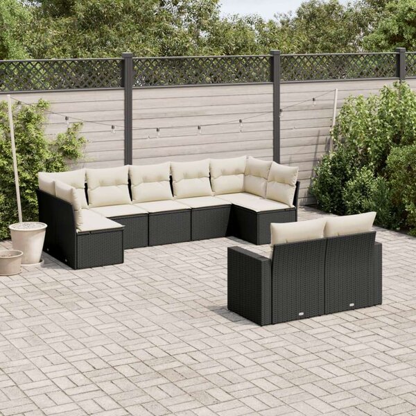 VidaXL Polyrattan Kerti Ülőgarnitúra - 9 részes - Fekete