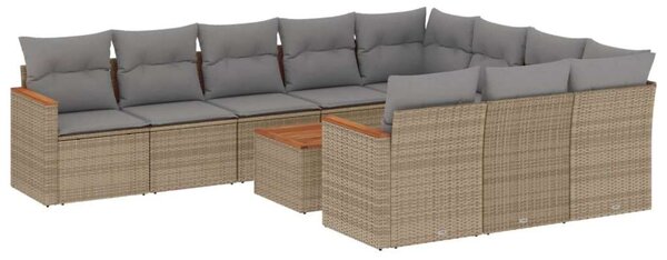 VidaXL Polyrattan Kerti Ülőgarnitúra - 11 részes - Bézs