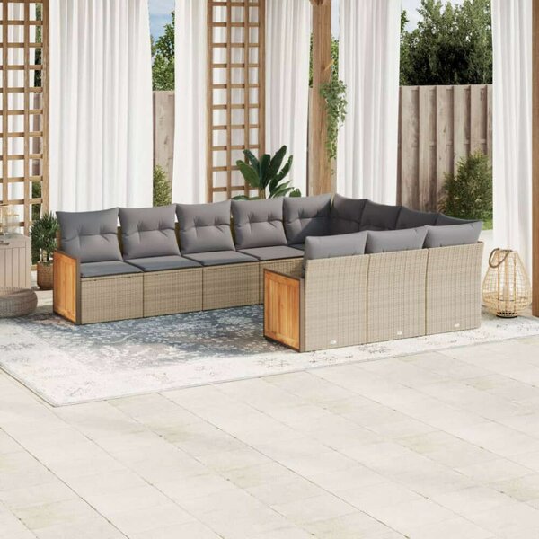 VidaXL Polyrattan Kerti Ülőgarnitúra - 10 részes - Bézs