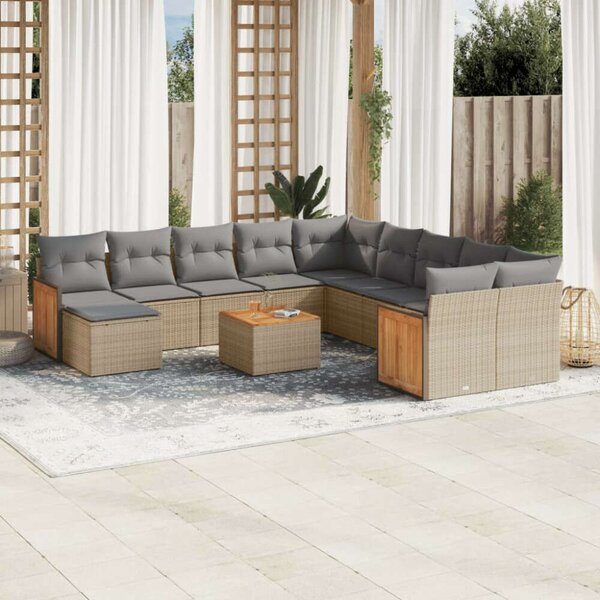 VidaXL Polyrattan Kerti Ülőgarnitúra - 12 részes - Bézs