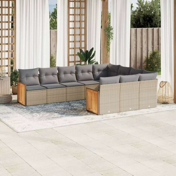 VidaXL Polyrattan Kerti Ülőgarnitúra - 10 részes - Bézs