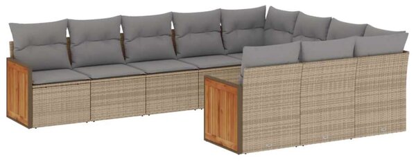 VidaXL Polyrattan Kerti Ülőgarnitúra - 10 részes - Bézs
